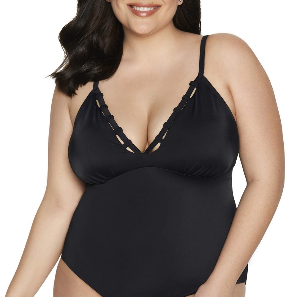 Time and Tru One Piece Swimsuit 1X Black 16-18